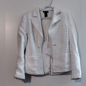 Boston Proper White Blazer with Structured Shoulders